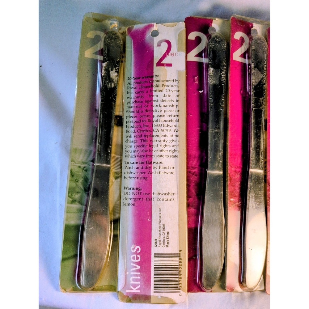 Lot of 14 Stainless Steel Dinner Knives Royal Household Products New Sealed Flat